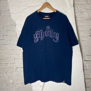 Vintage Y2K Shady Ltd Logo Mens XL Navy Blue Embroidered Tshirt Eminem Hip Hop